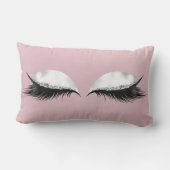 ピンクグリッターアイメイクアップサーモン白黒グレー ランバークッション (裏面)