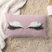 ピンクグリッターアイメイクアップサーモン白黒グレー ランバークッション (ブランケット)