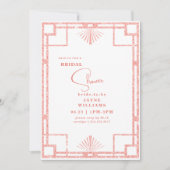 ピンクグリッターアートデコ ブライダルシャワー 招待状 (正面)