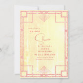 ピンクグリッターイエローアールデコブライダルシャワー 招待状 (正面)