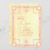 ピンクグリッターイエローアールデコブライダルシャワー 招待状 (正面/裏面)