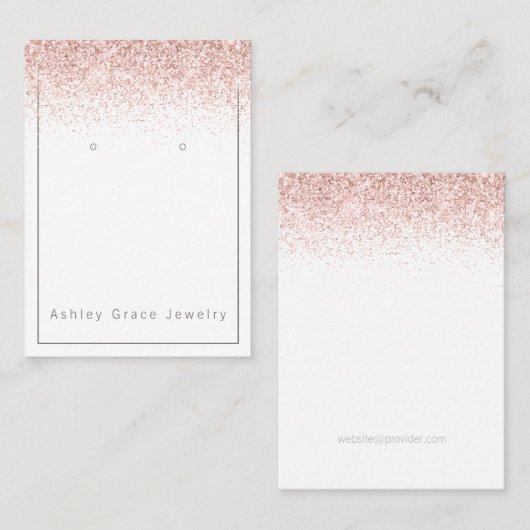 ピンクグリッターイヤリング表示カード 名刺 (正面/裏面)