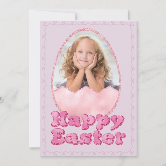 ピンクグリッターイースター卵カスタムの写真 シーズンカード (正面)