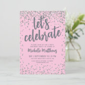 ピンクグリッターエイジ誕生日 招待状 (スタンド正面)