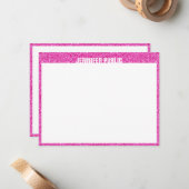 ピンクグリッターエレガントテンプレートトレンディーモダンデザイン ノートカード (正面/裏面インサイチュ)