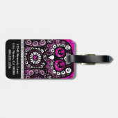 ピンクグリッターエレガントブラックガーリートラベルバードフクロウ ラゲッジタグ (裏面横)