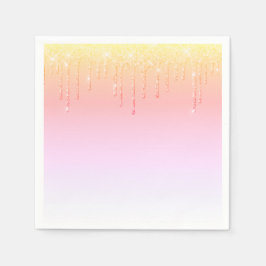 ピンクグリッターオンブレグラムスパークルかわいらしパーティー スタンダードカクテルナプキン