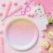 ピンクグリッターオンブレグラムスパークルズ ペーパープレート (パーティー)