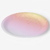 ピンクグリッターオンブレグラムスパークルズ ペーパープレート (アングル)