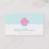 ピンクグリッターカップケーキベーカリーパティシシェフターコイズ 名刺 (正面)