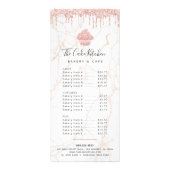 ピンクグリッターカップケーキマーブルベーカリーデザートメニュー ラックカード (正面)