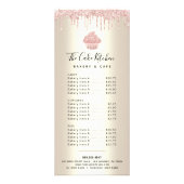 ピンクグリッターカップケーキ金ゴールドベーカリーパティシシェフメニュー ラックカード (正面)