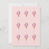 ピンクグリッターガールアイスクリーム1st誕生日パーティー 招待状 (裏面)