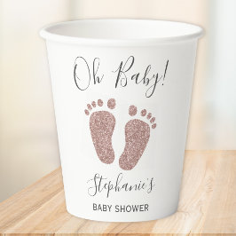 ピンクグリッターガールズベビーシャワー 紙コップ