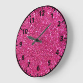 ピンクグリッターガールズルームウォールクロック ラージ壁時計 (傾斜)