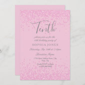 ピンクグリッターガールズ10thバースデーパーティー招待状 招待状 (正面/裏面)