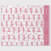 ピンクグリッターガールバレリナパタン誕生日パーティー ラッピングペーパー (フラット)
