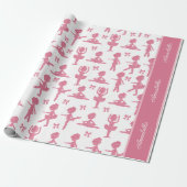 ピンクグリッターガールバレリナパタン誕生日パーティー ラッピングペーパー (アンロールド)