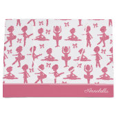 ピンクグリッターガールバレリナパタン誕生日パーティー ラージペーパーバッグ (正面)