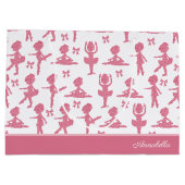 ピンクグリッターガールバレリナパタン誕生日パーティー ラージペーパーバッグ (裏面)