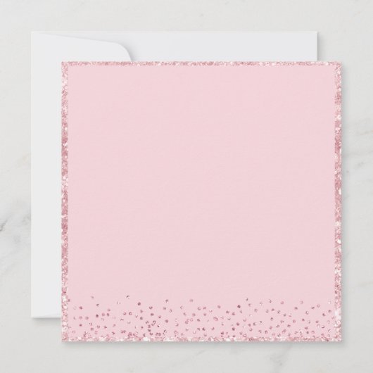 ピンクグリッターキャリッジおとぎ話ベビーシャワー 招待状 (裏面)