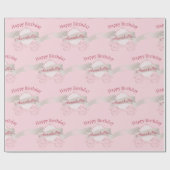 ピンクグリッターキャリッジ妖精の物語名前をカスタムする ラッピングペーパー (フラット)