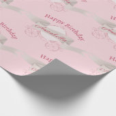 ピンクグリッターキャリッジ妖精の物語名前をカスタムする ラッピングペーパー (角)
