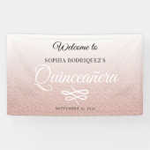 ピンクグリッターキンセアニラ15誕生日へようこそ 横断幕 (横)