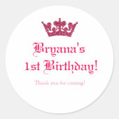 ピンクグリッタークラウン王室のプリンセスシール ラウンドシール (正面)