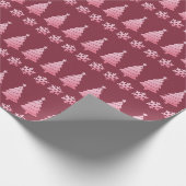 ピンクグリッタークリスマスツリーズスノーフレーク ラッピングペーパー (角)