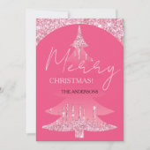 ピンクグリッタークリスマスツリー シーズンカード (正面)