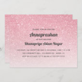 ピンクグリッターグラデーションアンナパラシャンファースト 招待状 (正面/裏面)