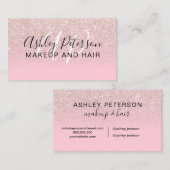 ピンクグリッターグラデーションキャンディモノグラム化粧ヘア 名刺 (正面/裏面)