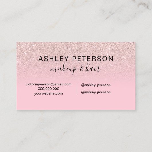 ピンクグリッターグラデーションキャンディモノグラム化粧ヘア 名刺 (裏面)
