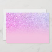 ピンクグリッターグラデーションフローラパープル写真スイート16 招待状 (裏面)