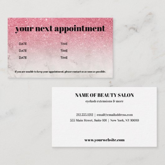 ピンクグリッターグラデーションマーブルシックはっきりした美しい 名刺 (正面/裏面)