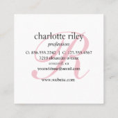 ピンクグリッターグラデーションモノグラムのサロンメイクアップ爪、 ネイル スクエア名刺 (裏面)