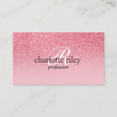 ピンクグリッターグラデーションモノグラムサロンメイクアップ爪、 ネイル 名刺 (正面)