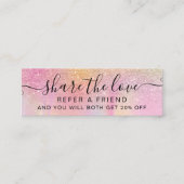 ピンクグリッターグラデーションレインボー大理石紹介カード スキニー名刺 (正面)