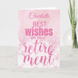 ピンクグリッターグラマラス退職願い カード