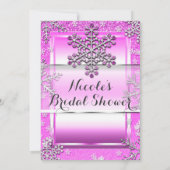 ピンクグリッターグラムウィンターワンダーランドスノーフレーク 招待状 (裏面)