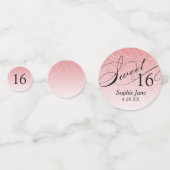 ピンクグリッターグラムパーソナライズされたスウィート16紙吹雪 コンフェッティ (裏面)