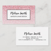 ピンクグリッターグラムメイクアップアーティストヘアサロン 名刺 (正面/裏面)