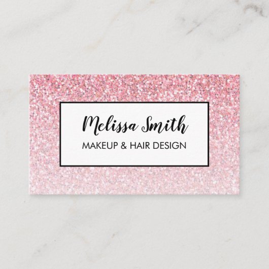 ピンクグリッターグラムメイクアップアーティストヘアサロン 名刺 (正面)