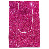 ピンクグリッターゴールデンメタルフレームモノグラムのフローラ ミディアムペーパーバッグ (裏面)