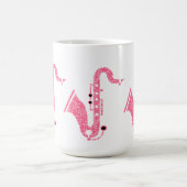 ピンクグリッターサクソフォンイラストレーション コーヒーマグカップ (中央)