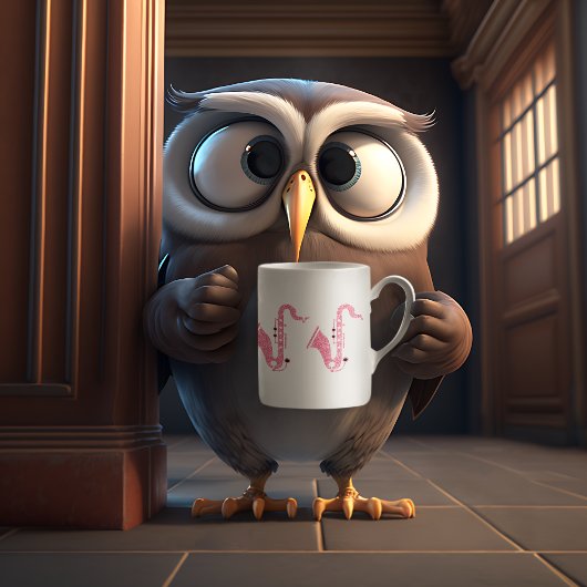 ピンクグリッターサクソフォンイラストレーション コーヒーマグカップ