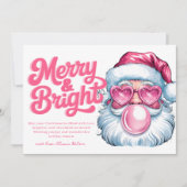 ピンクグリッターサンタモダンシックなクリスマスカード シーズンカード (正面)