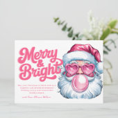 ピンクグリッターサンタモダンシックなクリスマスカード シーズンカード (スタンド正面)
