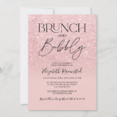 ピンクグリッターシックなブランチのバーブリーブライダルシャワー 招待状 (正面)